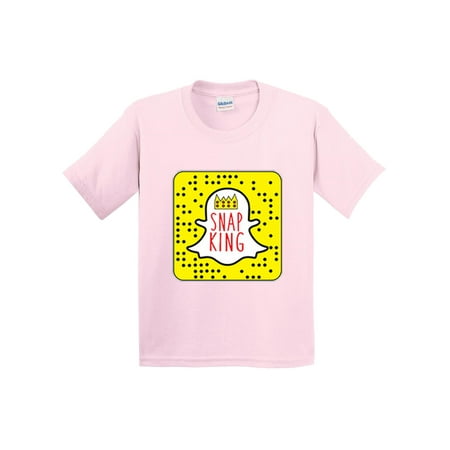Trendy USA 428 - Youth T-Shirt Snap King Snapchat App Ghost Parody Medium Light (Best T Shirt Design App For Iphone)