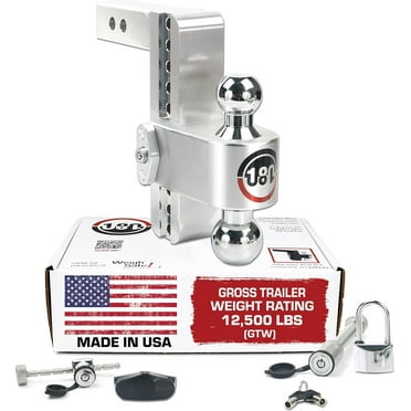Weigh Safe Adjustable Trailer Hitch Ball Mount, 8" Adjustable Drop Hitch for 2" Receiver w/ 4 pc Keyed Alike Lock Set, Heavy Duty Aluminum Trailer Tow Hitch w/Chrome Plated Tow Balls, 12,500 lbs GTW