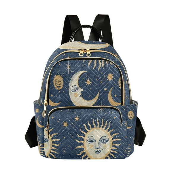 Whimsical Sun and Moon Travel Laptop Backpack Casual Daypack Lightweight Bookbag Compartment for Business