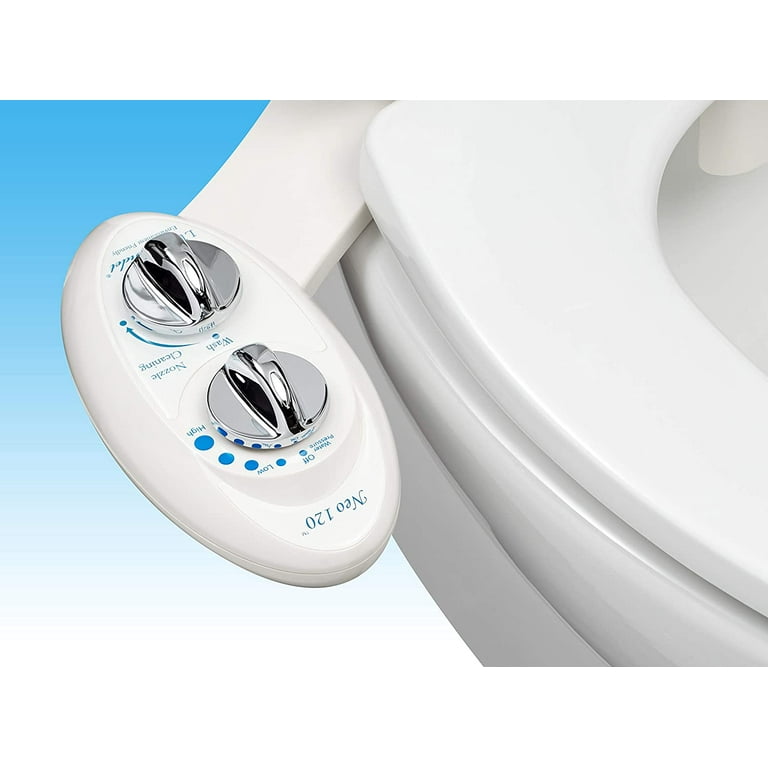 LUXE Bidet Neo 120 - Self Cleaning Nozzle - Fresh Water Non-Electric Mechanical Bidet Toilet Attachment (white and white) - Neo 120 white