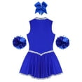 thumbnail image 6 of iixpin Women Shiny Sequin Cheerleading Uniform Sleeveless Cheer Leader Outfits Stage Performance Blue L, 6 of 7