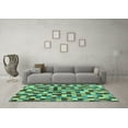 thumbnail image 3 of Ahgly Company Indoor Square Checkered Turquoise Blue Modern Area Rugs, 3' Square, 3 of 4