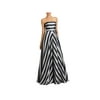 Halston Womens Striped Strapless Formal Dress Navy 10