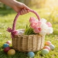 thumbnail image 3 of Fwttom Wicker Easter Basket Spring Woven Rattan Farmhouse Decorative Storage Baskets for Easter Sggs Flower Small Gift, L, 3 of 5