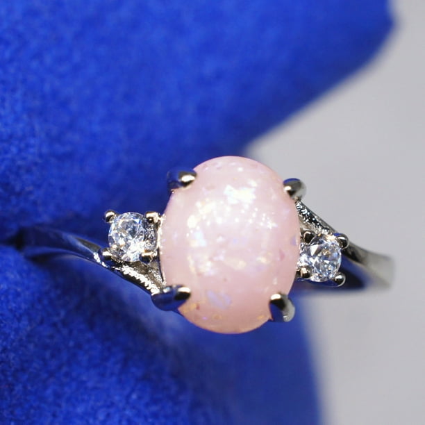 Anillos para mujer, regalos para mujer, exquisita joyería de ópalo de fuego de corte ovalado para mujer, regalo de cumpleaños, anillo de moda para fiesta nupcial