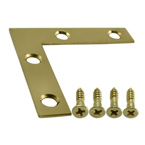 3/8" x 2" Solid Brass Flat Corner Brace FCBSB-025 (5 pcs.)