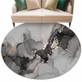 thumbnail image 2 of Round Area Rug 5ft,Marble Texture Watercolor Gray Washable Carpet Non-Slip Runner Accent Rugs Indoor Floor Mat for Bedroom Living Room Decor,Abstract Vintage Art, 2 of 9