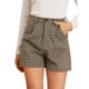 thumbnail image 1 of Pantalones Cortos Allegra K A Cuadros Estilo Preppy Retro Pierna Ancha Cintura Alta Caqui M, 1 of 6