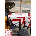 thumbnail image 5 of Outdoor Tablecloth with Umbrella Hole for Patio/Picnic/Party/Camping, Modern Geometric Red Waterproof Table Cloth Square Cover Washable, Abstract Minimalist Artwork Lines (54"x 54"), 5 of 8