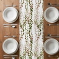 thumbnail image 4 of Table Runner 72 Inches Long for Kitchen Dining, Green Pink Weeping Eucalyptus Dresser Scarf Farmhouse, Dining Table Decorations for Wedding/Parties, Spring Summer Farmhouse Leaves 16 x 72 In, 4 of 8