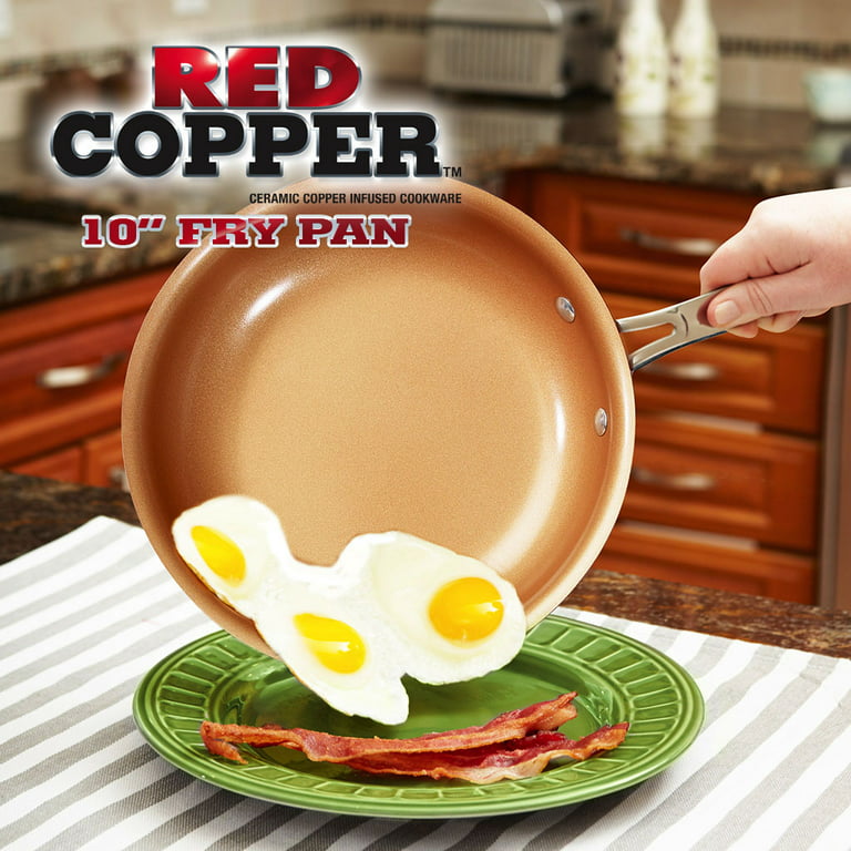 Red Copper 10 inch Skillet Ceramic Copper Infused Non-Stick Fry Pan G4