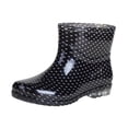 thumbnail image 2 of EKVAHL Women's Waterproof Rubber Rain Boots Non‑Slip Ankle Booties Polka Dot Printed Pull‑On Short Boots for Farming Boating Outdoor Rainy Day Black, 2 of 6