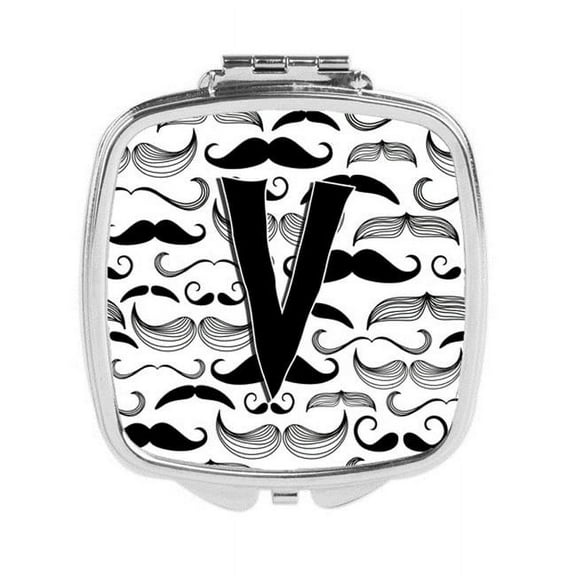Carolines Treasures  Letter V Moustache Initial Compact Mirror