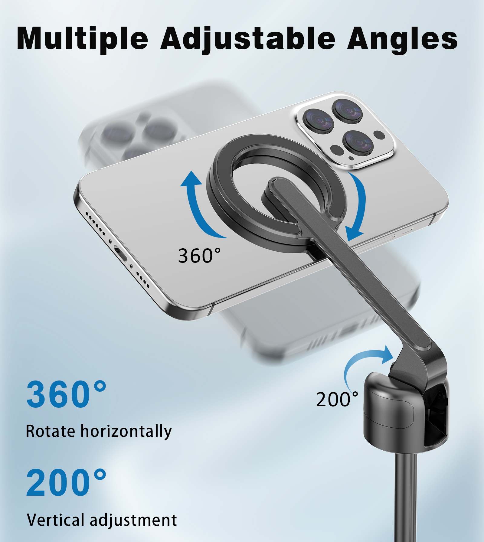 Toneof 68" Magnetic Aluminum Tripod for iPhone with Remote photo 4