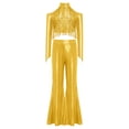 thumbnail image 2 of Eandarui Kids Girls Sparkly Rave Festival Set Disco Party Dance Outfits Sequin Ballet Dancewear Gold 14, 2 of 6