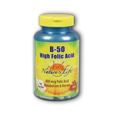Natures Life 50 Caps - High Folic Acid B-50 Nature's Life 100 Caps