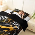 thumbnail image 3 of Erosebridal Racing Car Twin Comforter Sets for Kids Boys, Gradient Orange Honeycomb Bedding Set, Black Reversible, 1 Comforter and 1 Pillowcase, 3 of 6