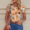 thumbnail image 4 of KLL Women 's Crew Neck Bodysuit Jumpsuits Hot Fresh Pizza Print Short onesies Stretch T Shirts, 4 of 5