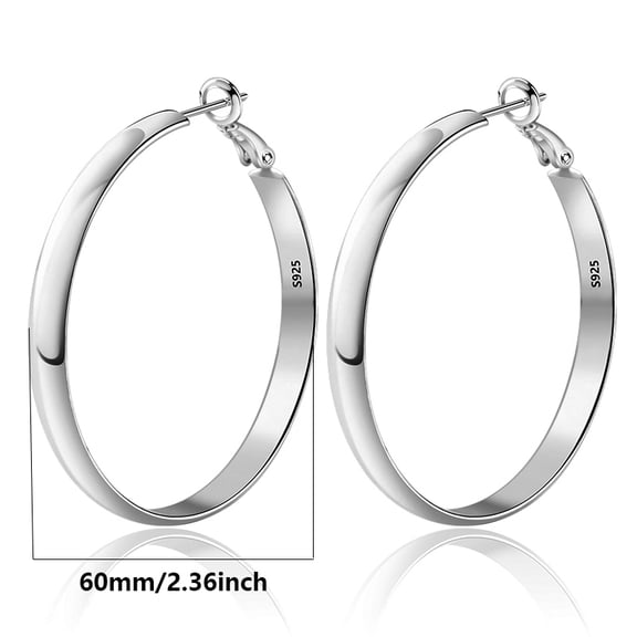 Women's Fashionable S925 Silver Hoop Earrings - S925 Silver Hoop Earrings - Large Size - Hypoallergenic - For Women, Wives & Mothers - Birthday, Wedding Jewelry & Gift