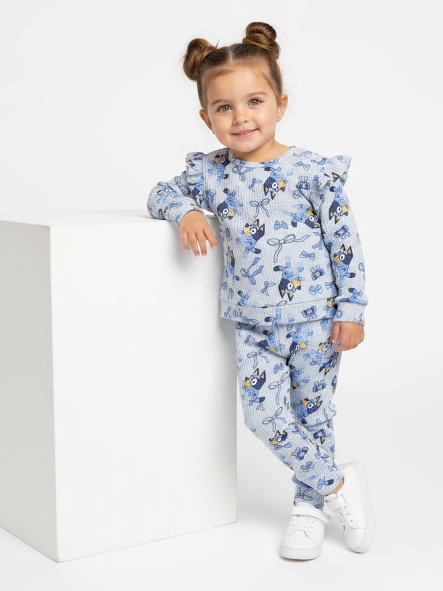 Bluey Baby Girls Waffle Knit Top and Pants Set, 2-Piece, Sizes 0M-24M