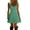 Green, variant on Kilaqueen Summer Mini Dress for Women, Cotton Linen Spaghetti Strap V Neck Ruffle Hem Fit and Flare Sundress for Vacation Beach Party and Casual Wear