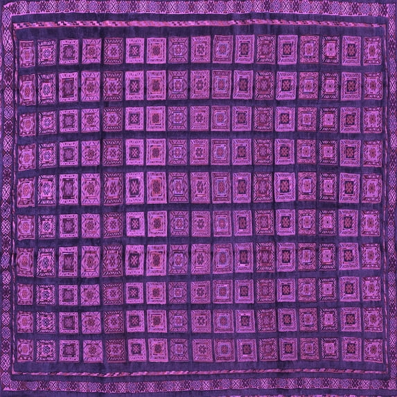 Ahgly Company Indoor Square Abstract Purple Contemporary Area Rugs, 6' Square