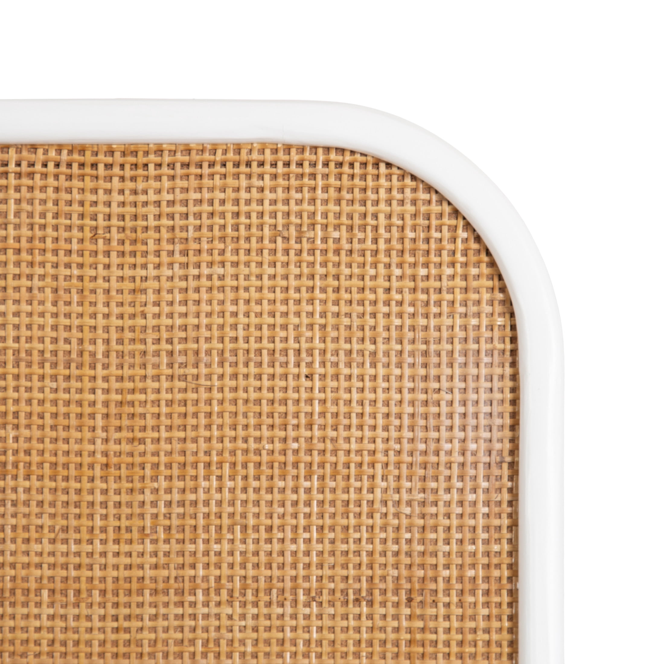 Kate and Laurel Planche Modern Rattan Wall Pinboard, 20 x 26, White and Natural Rattan, Boho Rounded Rectangle Wall Organizer for Use as Cork Board, Vision Board, or Bulletin Board