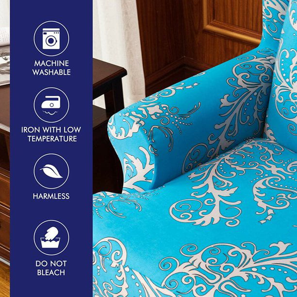 Details about   Subrtex Stretch 2-Piece Vector Floral Wing Chair Slipcover Wingback Cover 