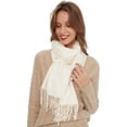 thumbnail image 1 of Bufanda cálida de otoño para mujer, bufanda de algodón de color sólido con borlas/flecos, chal de pashmina a cuadros de color sólido, estola multifuncional, 1 of 4