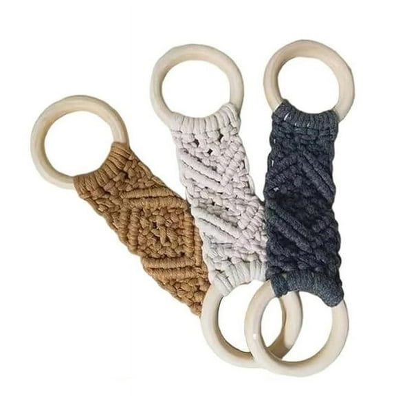 3PCS Macrame Kitchen Towel Holder Macrame Knit Hanging Kitchen Towel Holder Macrame Towel Holder Ring