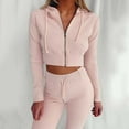 thumbnail image 2 of LYXSSBYX Sweatsuits 2pcs Sets Womens Women Fashion Leisure Time Cardigan Zipper Solid Color Sweater Long Sleeves Suit, 2 of 7