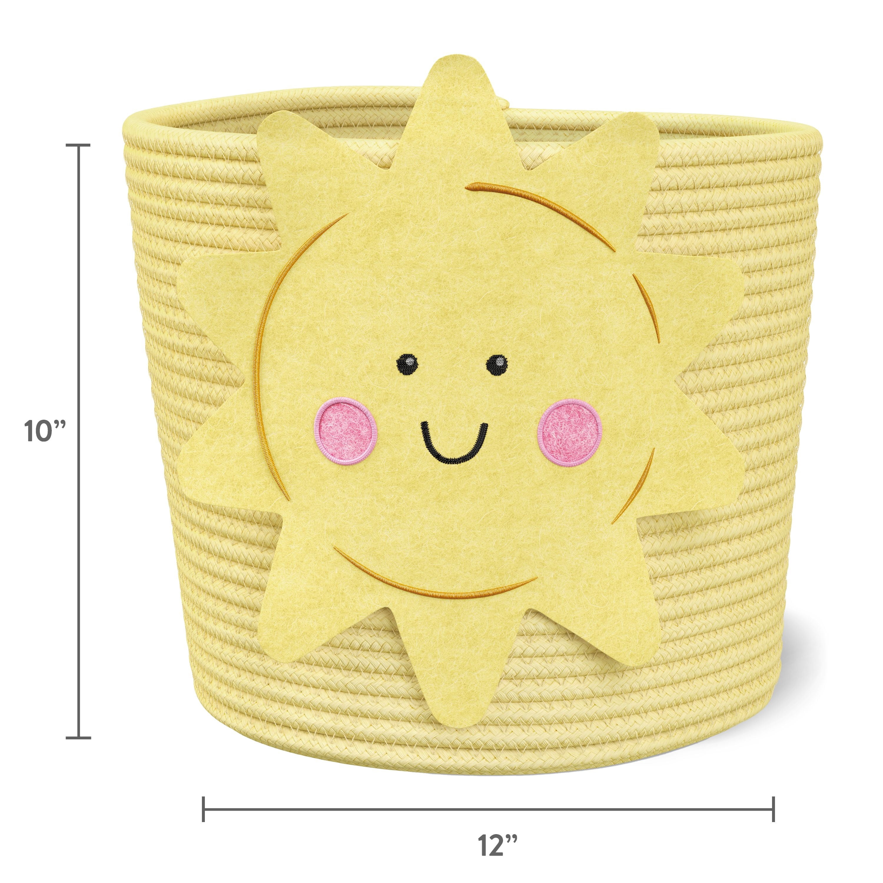 Mainstays Kids Medium Round Yellow Sun Coiled Rope Storage Baskets, 2 Pack