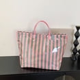 thumbnail image 3 of Striped Tote Bag for Women Large Work Totes Plaid Pool Handbag Letter Print Trendy Slouchy Beach Bag, 3 of 9