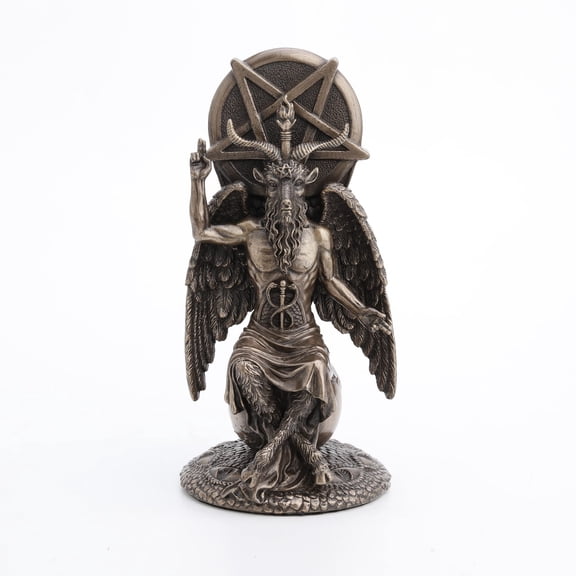 Veronese Design 8 1/2 Inch Baphomet Sitting on The Globe Fallen Wiccan Resin Statue Bronze Finish
