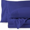 thumbnail image 3 of PURE DREAMS Soft Sateen Finish Twin-XXL Size Sheet Set 4 Piece-100% Egyptian Cotton, 1000 TC, 18" Deep Pocket Fitted Sheet-Easy & Secure Fit-Royal Blue Solid, 3 of 7