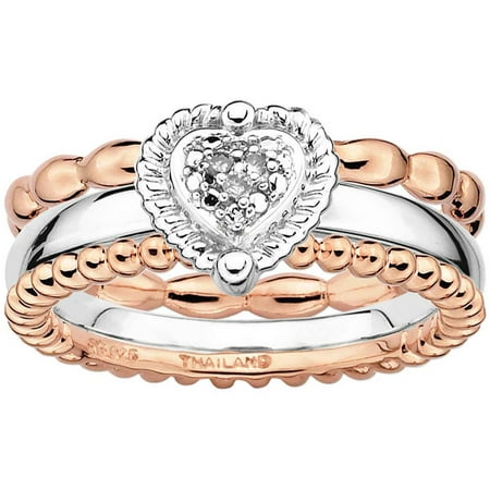 Sterling Silver Stackable Expressions Take My Heart Ring Set, available in multiple sizes