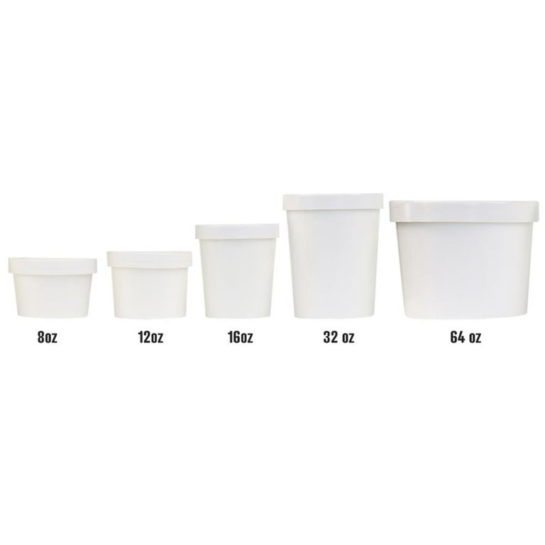 Choice 1/2 Gallon White Paper Frozen Yogurt / Food Cup with Paper Lid -  25/Pack