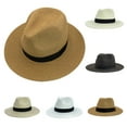 thumbnail image 3 of Xfvqtps Unisex Fedora Hats Straw Hat Wide Brim Sunshade Fashion Versatile Leisure Beach Sun Hat White, 3 of 3