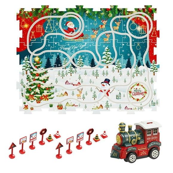 Ensemble de Construction de Train à Voie DIY - Casse-Tête de 25 Pcs pour des Activités Interactives en Famille et pour Enfants Lors de Fêtes