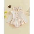 thumbnail image 4 of Michellecmm  Baby Girls Romper Dress Solid Color Ruffled Trim Jumpsuits Headband, 4 of 9