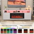 thumbnail image 4 of 70” Fireplace TV Stand with 36” Electric Fireplace, Electric Fireplace TV Stand for Living Room with LED Lights, Modern TV Console Cabinet & Media Entertainment Center with Fireplace (White), 4 of 7