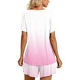 thumbnail image 5 of Fashion 2 Piece Sets for Women Summer Plus Size Casual Round-Neck Short Sleeve Two-Piece Comfortable Home Pajamas Sports Set, 5 of 7