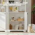 thumbnail image 4 of 72 Inch Tall Arched Cabinet 5-Tier Bookshelf with Double Doors Adjustable Shelf Wooden Bookcase for Living Room Bedroom Office, White, 4 of 8
