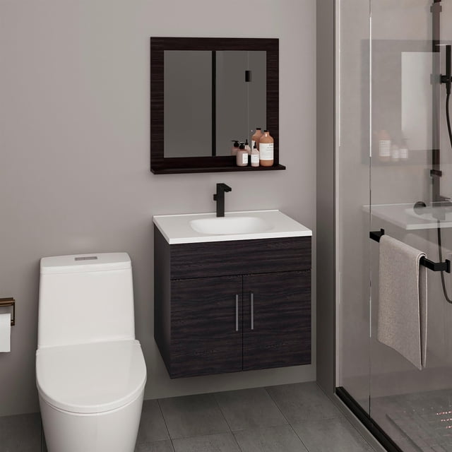 Blake Bathroom Cabinet with Mirror Cabinet Engineered Wood Black