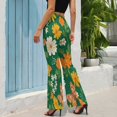 thumbnail image 2 of Floral Butterfly Print High Waisted Casual Flared Trousers Summer Home Pants Gift Street Fashion Night Club Big Size Trousers, 2 of 5