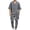 Gray, variant on SGFCWSX Men's V-Neck 3/4 Sleeve Pullover with Drawstring Pants Solid Color Knit Casual Fall Two-Piece Set White Size 2XL