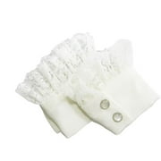 ZUARFY 1Pair Women Sweater Decorative Chiffon Fake Flare Sleeves Floral Lace Pleated False Cuffs Wrist Warmers with Button