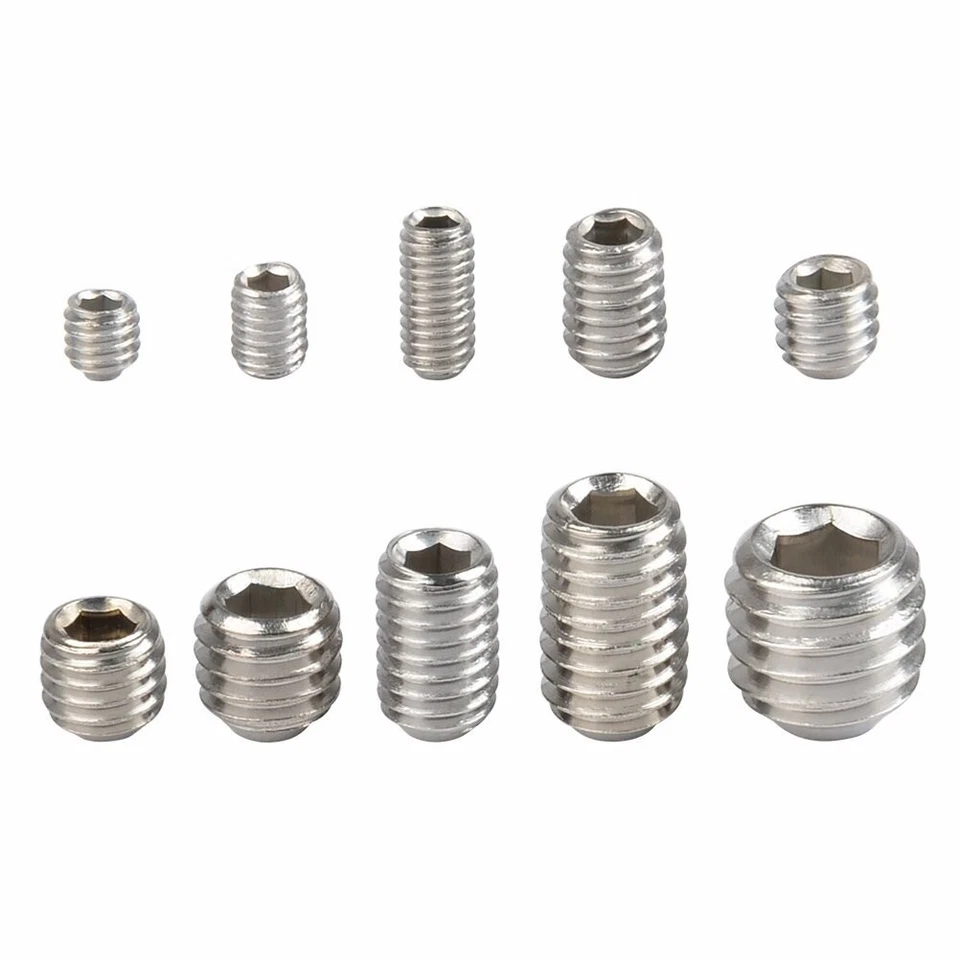 CIRCLE- 200Pcs Hex Socket Set Screws With Cone Piont Assortment Kit M3/4/5/6/8 Stainless