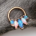 thumbnail image 2 of BM25 Rose Gold Marquise Fire Opal Sparkle Floral Seamless Clicker Hoop Ring, 2 of 2