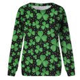 thumbnail image 4 of Pompotops Femmes Classique Imprimé St. Patrick Col Rond Manches Longues Chandail en Molleton Ample Liquidation, 4 of 5